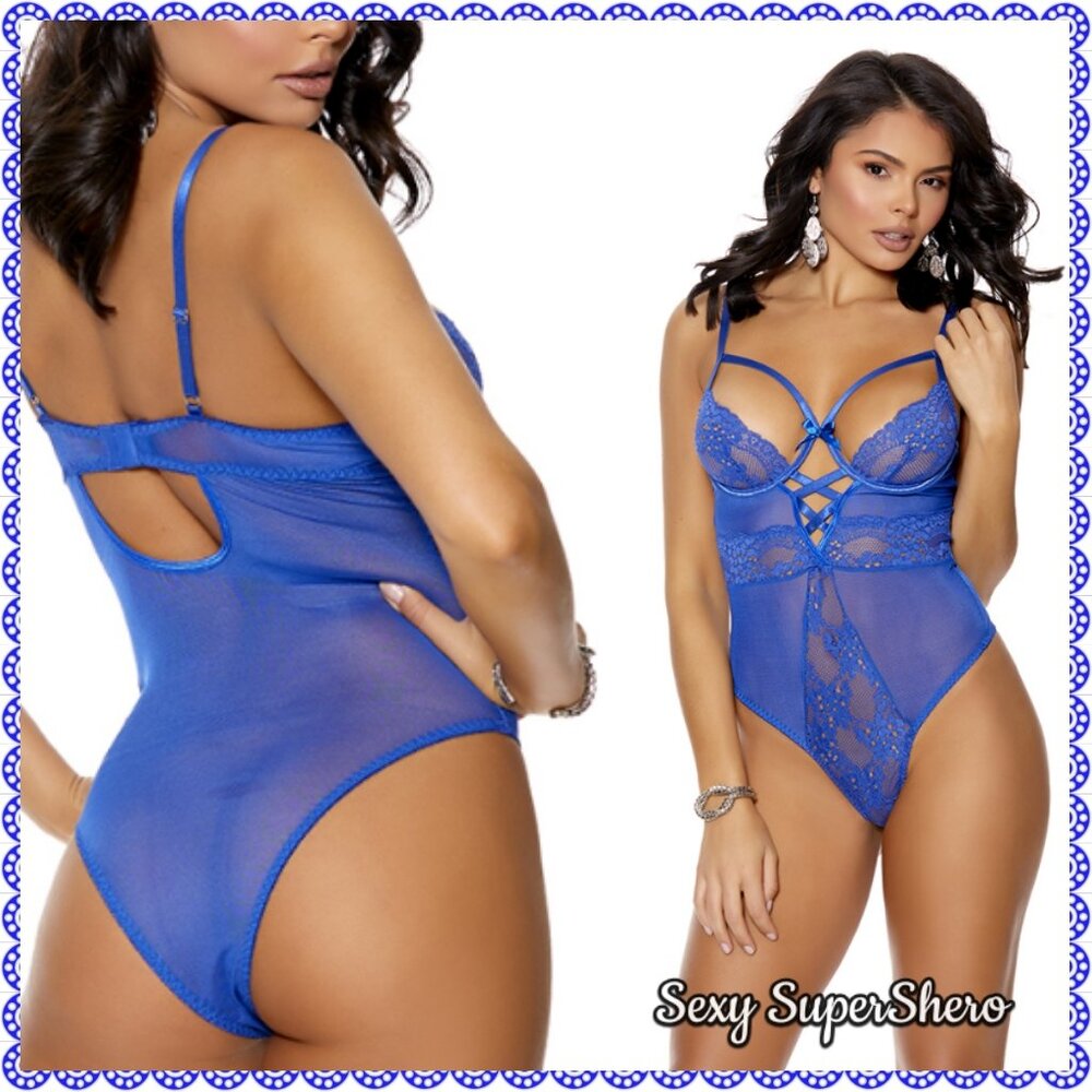 🆕💙"Melanie" Mesh & Lace Underwire Lingerie Teddy